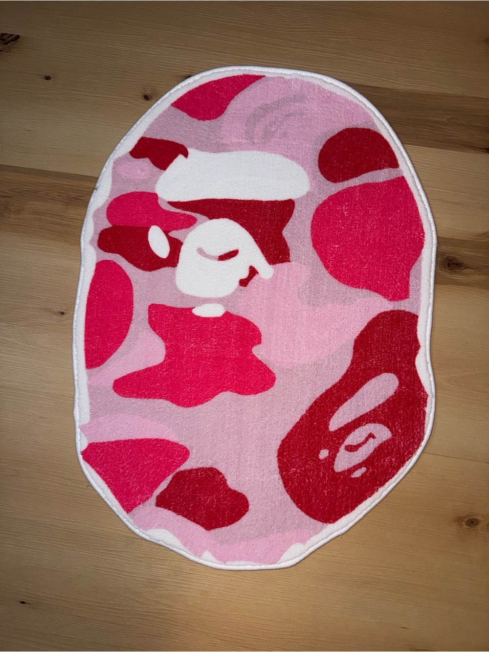 Pink Camo Bape Head Design Rug